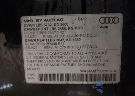 2018 Audi Sq5 3.0T Premium Plus z USA, uszkodzony, nr VIN WA1A4AFY3J2015104